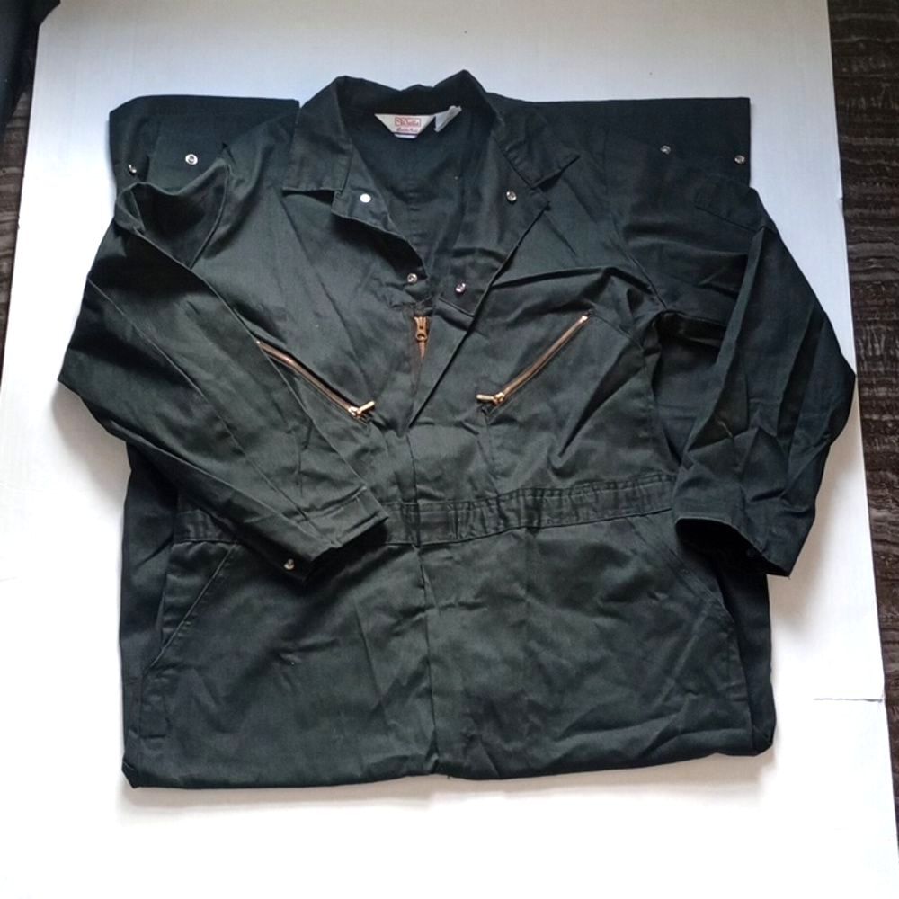 2X Size 46 Vintage Walls Men's Dark Green Coverall Bibs Work Gear Gorpcore